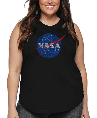 La Pop Art Plus Size Nasa's Most Notable Missions Word Art Tank Top In Black