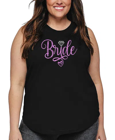 La Pop Art Plus Size Bride Word Art Tank Top In Black