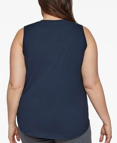 La Pop Art Plus Size Woof Paw Prints Word Art Tank Top In Blue