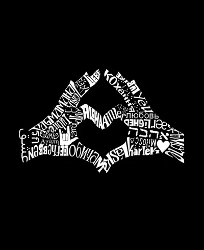 La Pop Art Plus Size Script Heart Word Art T-shirt In Black
