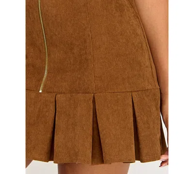 Seni & Cade Juniors' Sleeveless Collared Corduroy Dress In Brown