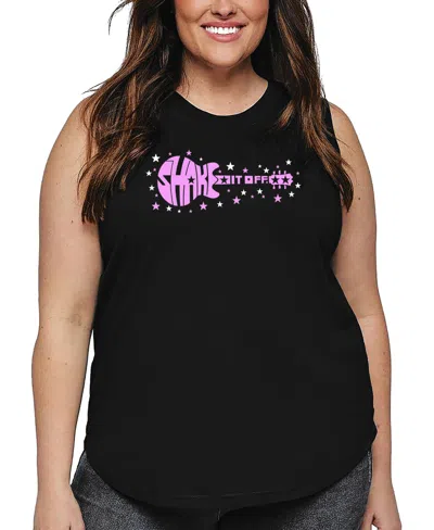 La Pop Art Plus Size Shake It Off Word Art Tank Top In Black