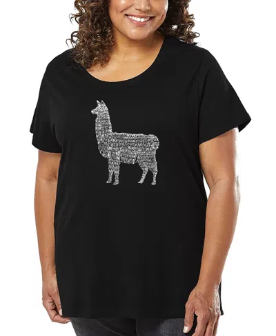 La Pop Art Plus Size Llama Mama Word Art T-shirt In Black