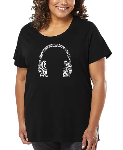 La Pop Art Plus Size Script Heart Word Art T-shirt In Black