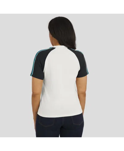 Wear By Erin Andrews Women's White Jacksonville Jaguars Sleeve Stripe Distressed Raglan T-shirt In White