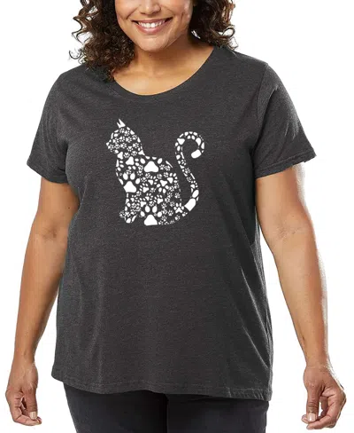 La Pop Art Plus Size Cat Claws Art T-shirt In Gray