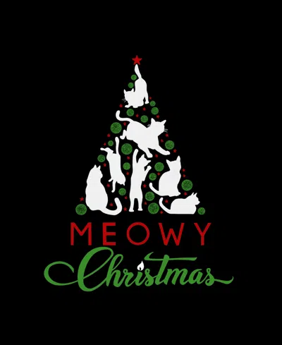 La Pop Art Plus Meowy Christmas Tree Word Art T-shirt In Black