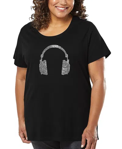 La Pop Art Plus Size Script Heart Word Art T-shirt In Black