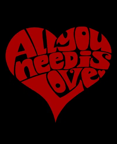 La Pop Art Plus Size All You Need Is Love Word Art V-neck T-shirt In Black