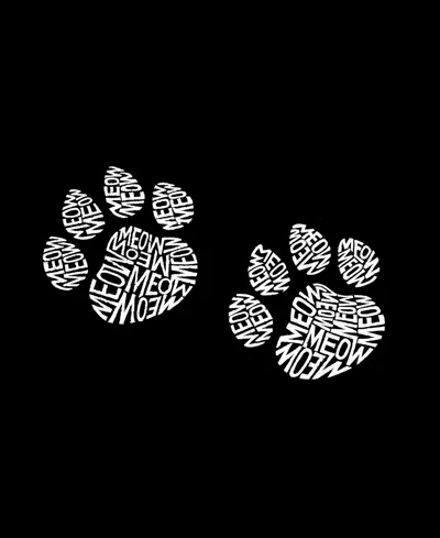 La Pop Art Plus Size Woof Paw Prints Word Art V-neck T-shirt In Black