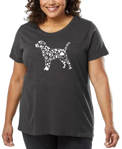 La Pop Art Plus Size Dog Paw Prints Art T-shirt In Gray