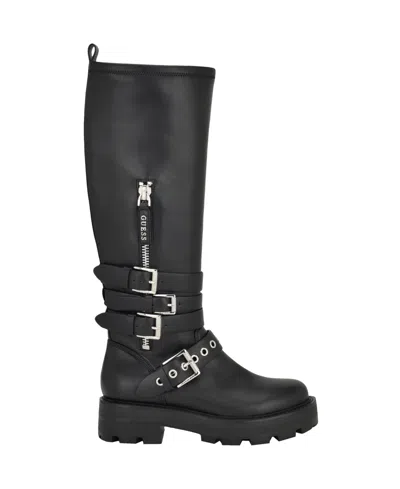 Guess Yanika Lug Sole Tall Boot In Black