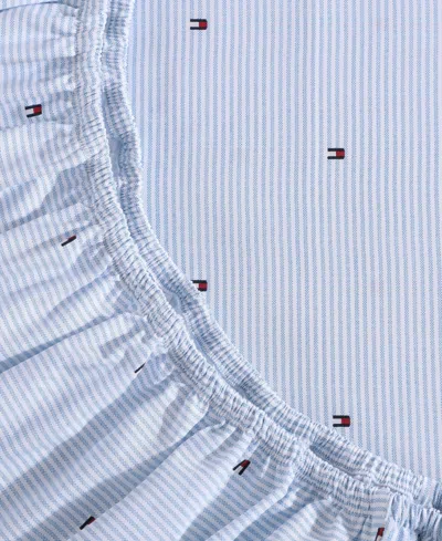 Tommy Hilfiger Printed 200-thread Count Cotton Percale 3-pc. Sheet Set, Twin In Blue