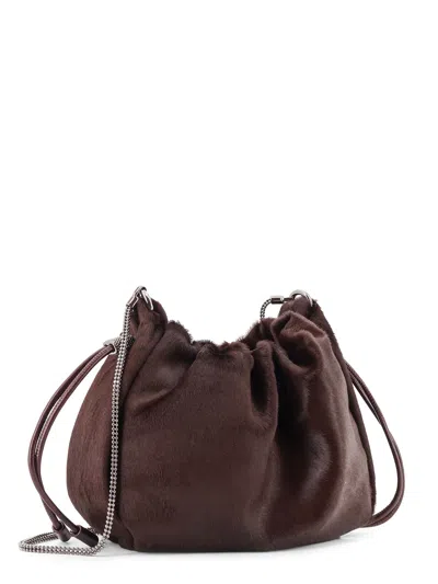 Brunello Cucinelli Bucket Mellow Mini Pony Skin Shoulder Bag