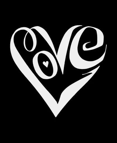 La Pop Art Plus Size Script Heart Word Art V-neck T-shirt In Black