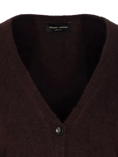 Roberto Collina Knitwear Cardigan With Cut Out Detail In Brown