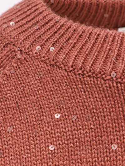 Brunello Cucinelli Cashmere And Silk Sweater With Sequins In Brown