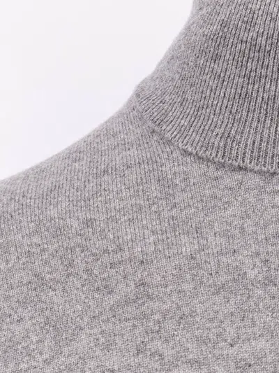 Brunello Cucinelli Cashmere Turtleneck Sweater With Long Sleeves And Ribbed Hem In Gray
