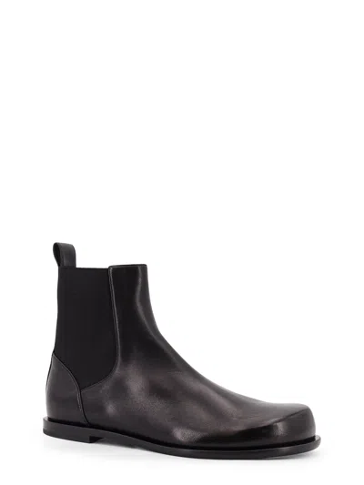 Fendi Ff Squared Nappa Leather Chelsea Boots In Black