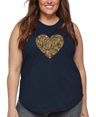 La Pop Art Plus Size Fall Vibes Word Art Tank Top In Blue