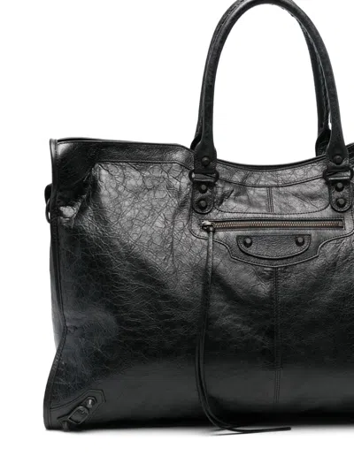 Balenciaga Men City Travel Leather Tote Bag