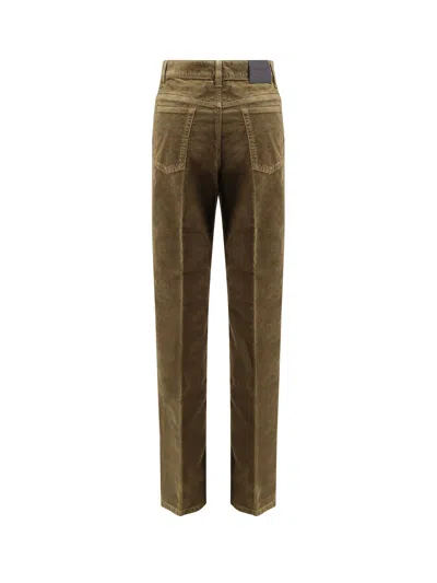 Saint Laurent Corduroy Trousers Clyde Wide-leg Belt Loops In Green