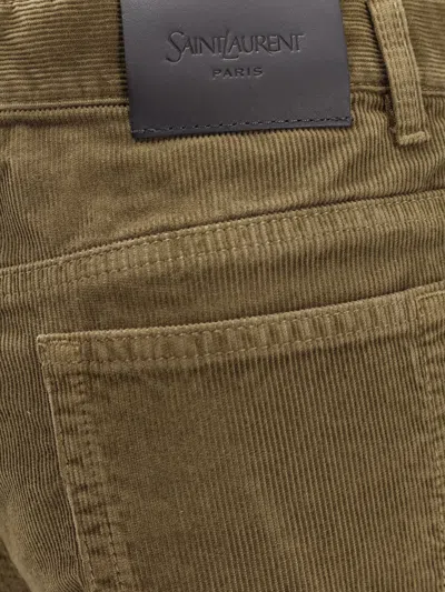 Saint Laurent Corduroy Trousers Clyde Wide-leg Belt Loops In Green
