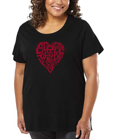 La Pop Art Plus Size Script Heart Word Art T-shirt In Blue