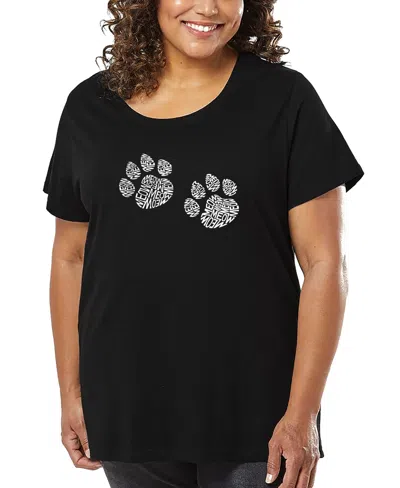 La Pop Art Plus Size Cat Mom Word Art T-shirt In Black