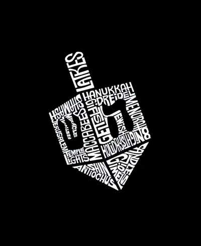La Pop Art Plus Size Hanukkah Dreidel Word Art V-neck T-shirt In Black