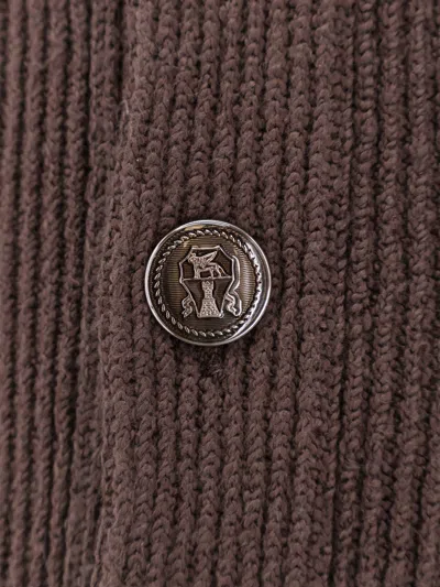 Brunello Cucinelli English Ribbed Knit Cardigan In Brown