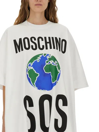 Moschino Cotton Interlock Dress In White