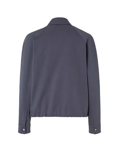 Fendi Men Cotton Jacket With Ff Detail In Blue