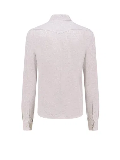Brunello Cucinelli Men Cotton Leisure Fit Shirt In Metallic