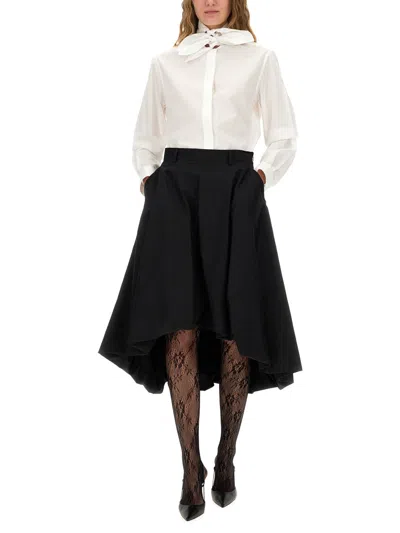 Moschino High-waisted Midi Flared Skirt With Belt Loops In Black