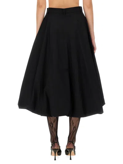 Moschino High-waisted Midi Flared Skirt With Belt Loops In Black