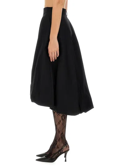 Moschino High-waisted Midi Flared Skirt With Belt Loops In Black