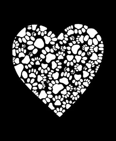 La Pop Art Plus Size Paw Prints Heart Word Art Tank Top In Black