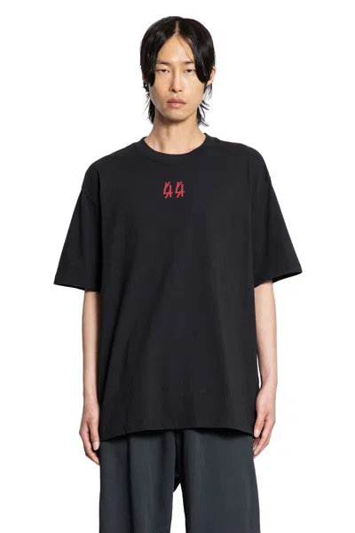 44 Label Group Black Crewneck T-shirt With Logo On The Front And Maxi Logo On The Rear In Cotton Man In Black