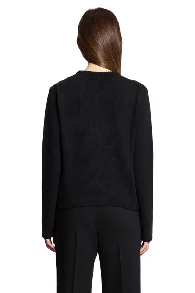 Moncler Cropped Sweater With Contrasting Embroidered Logo In Black