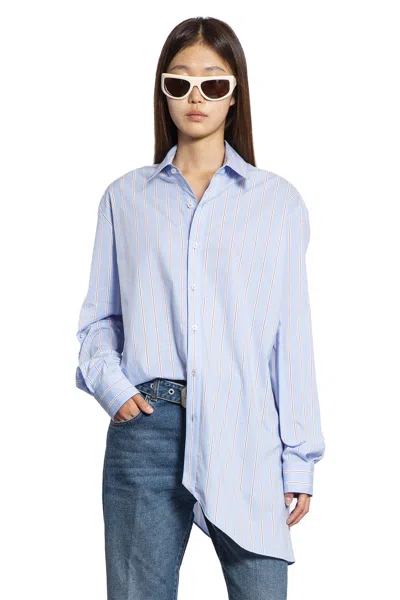 Ssheena Asymmetric Shirt In Poplin In Blue