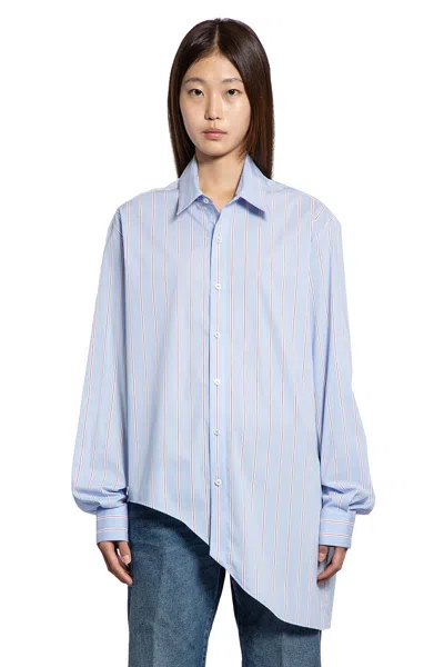 Ssheena Asymmetric Shirt In Poplin In Blue