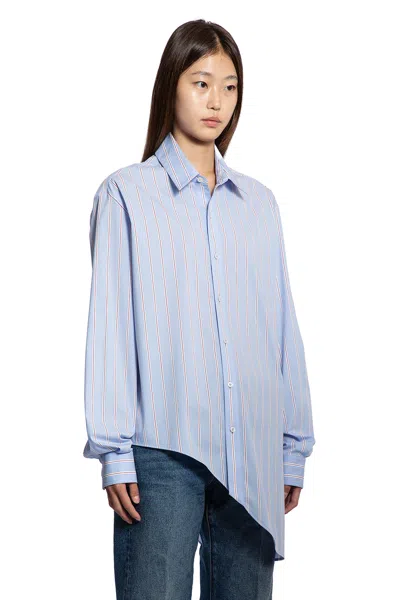 Ssheena Asymmetric Shirt In Poplin In Blue