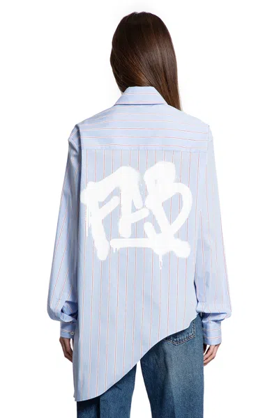 Ssheena Asymmetric Shirt In Poplin In Blue