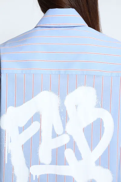 Ssheena Asymmetric Shirt In Poplin In Blue