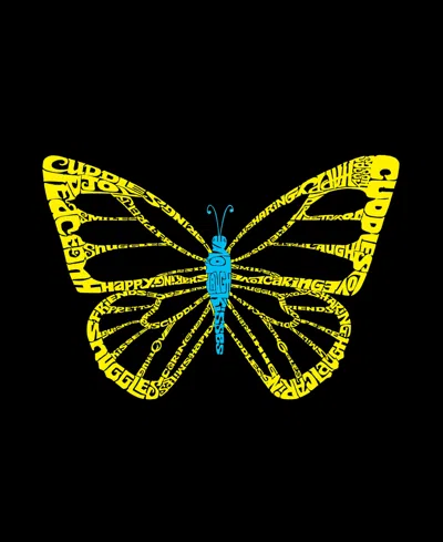 La Pop Art Plus Size Butterfly Word Art Tank Top In Black