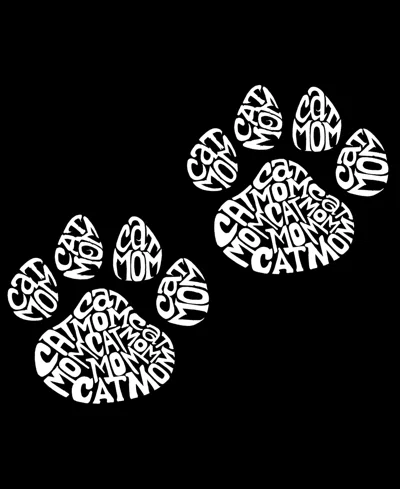 La Pop Art Plus Size Cat Mom Word Art T-shirt In Black