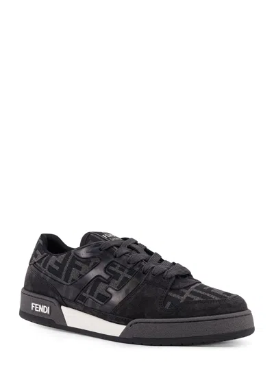 Fendi Match Sneakers In Ff Jacquard Fabric And Suede In Gray