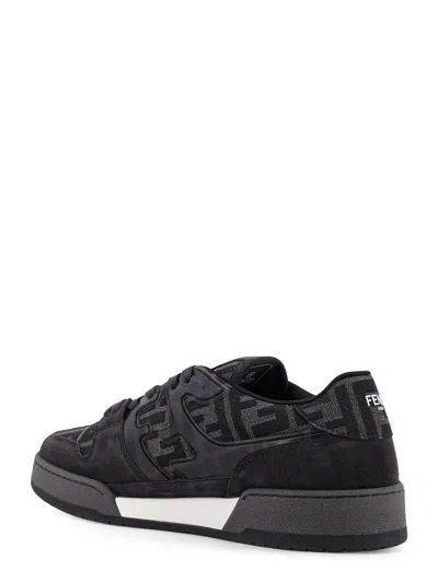 Fendi Match Sneakers In Ff Jacquard Fabric And Suede In Gray