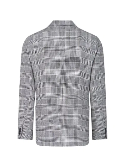 Lardini Double-breasted Check Pattern Blazer Jacket In Gray